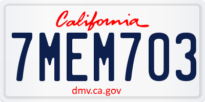 CA license plate 7MEM703