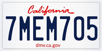 CA license plate 7MEM705