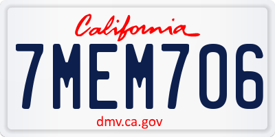 CA license plate 7MEM706