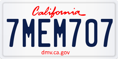 CA license plate 7MEM707