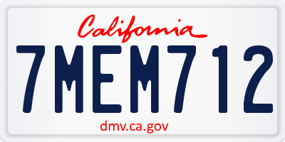 CA license plate 7MEM712