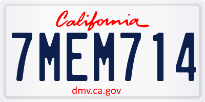 CA license plate 7MEM714