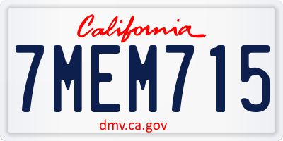 CA license plate 7MEM715