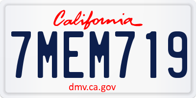 CA license plate 7MEM719