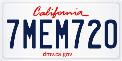 CA license plate 7MEM720