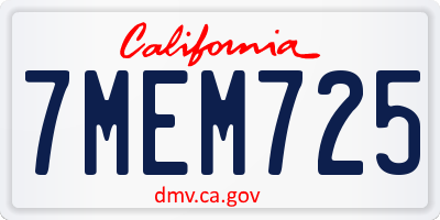 CA license plate 7MEM725