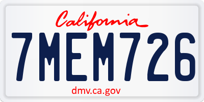 CA license plate 7MEM726