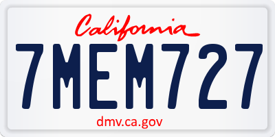 CA license plate 7MEM727