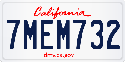 CA license plate 7MEM732