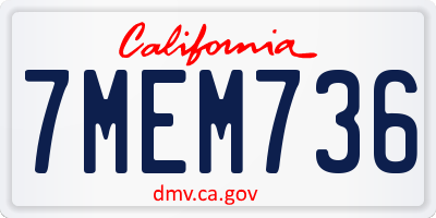 CA license plate 7MEM736