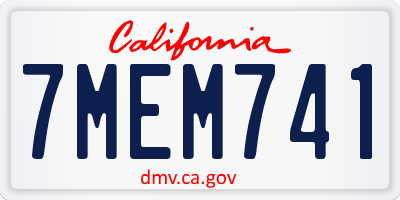 CA license plate 7MEM741