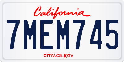 CA license plate 7MEM745