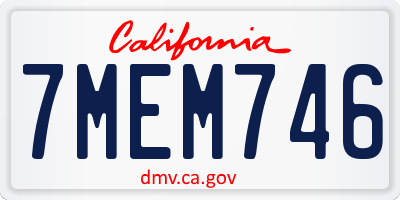 CA license plate 7MEM746