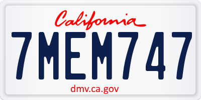 CA license plate 7MEM747