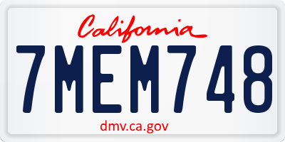 CA license plate 7MEM748