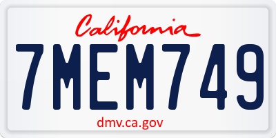CA license plate 7MEM749