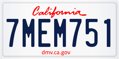 CA license plate 7MEM751