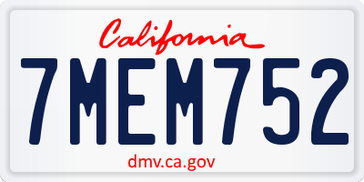 CA license plate 7MEM752