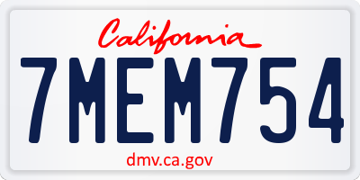 CA license plate 7MEM754