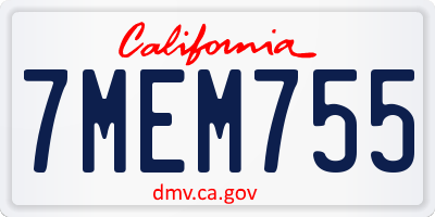 CA license plate 7MEM755