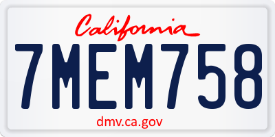 CA license plate 7MEM758