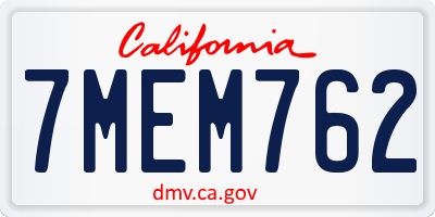 CA license plate 7MEM762