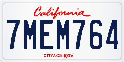 CA license plate 7MEM764