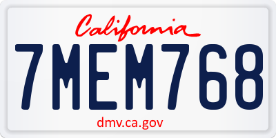 CA license plate 7MEM768