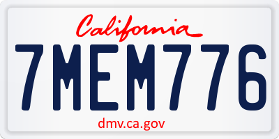 CA license plate 7MEM776