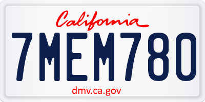 CA license plate 7MEM780