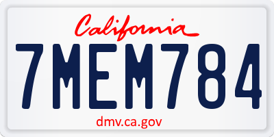 CA license plate 7MEM784