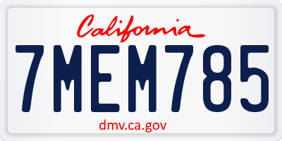CA license plate 7MEM785