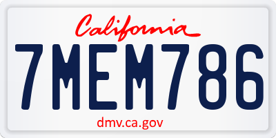CA license plate 7MEM786