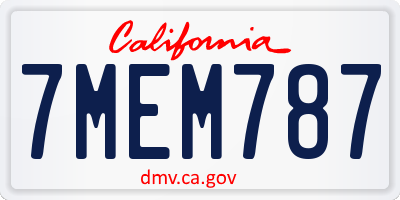 CA license plate 7MEM787