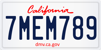 CA license plate 7MEM789