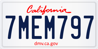 CA license plate 7MEM797