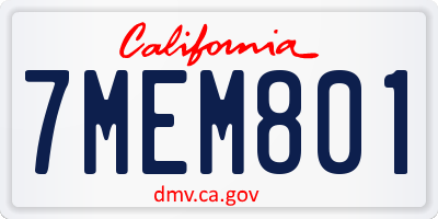 CA license plate 7MEM801