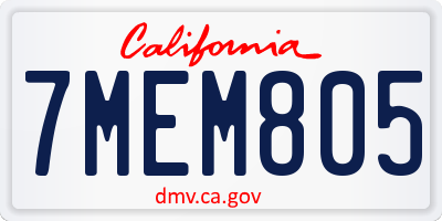 CA license plate 7MEM805