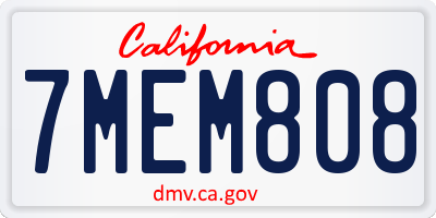 CA license plate 7MEM808