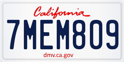 CA license plate 7MEM809