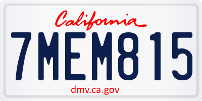 CA license plate 7MEM815