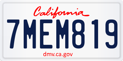 CA license plate 7MEM819