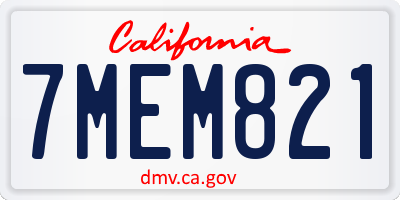 CA license plate 7MEM821