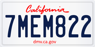 CA license plate 7MEM822