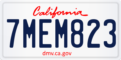 CA license plate 7MEM823