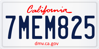 CA license plate 7MEM825