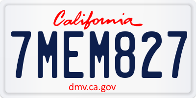 CA license plate 7MEM827