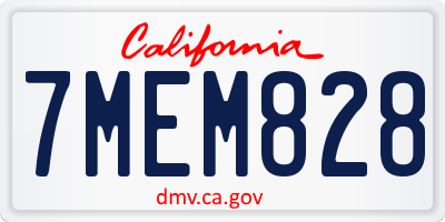 CA license plate 7MEM828