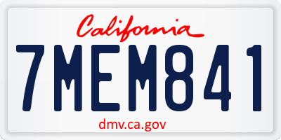 CA license plate 7MEM841