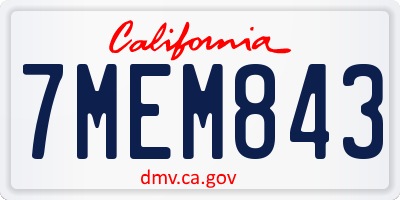 CA license plate 7MEM843